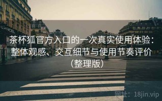 茶杯狐官方入口的一次真实使用体验：整体观感、交互细节与使用节奏评价（整理版）