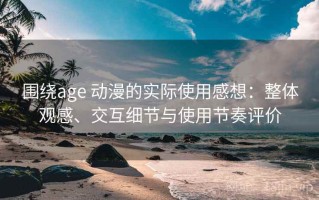 围绕age 动漫的实际使用感想：整体观感、交互细节与使用节奏评价