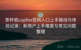 茶杯狐cupfox官网入口上手路线与体验记录：新用户上手难度与常见问题整理