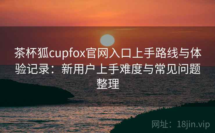 茶杯狐cupfox官网入口上手路线与体验记录：新用户上手难度与常见问题整理-第1张图片